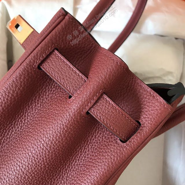 Hermes女包 愛馬仕Birkin Hermes鉑金包 togo小牛皮 酒紅 蠟線半手工縫製  am1712
